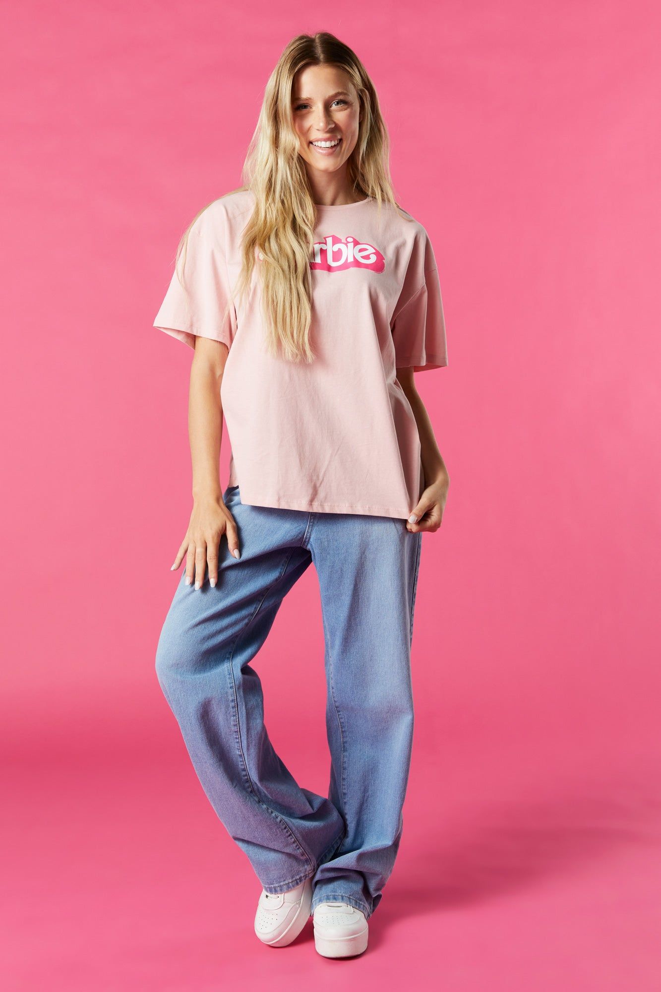 Barbie™ Logo Light Pink Graphic Boyfriend T-Shirt sold by Urban Planet product image thumbnail 3