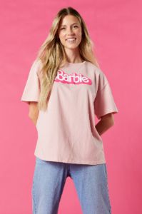 Barbie™ Logo Light Pink Graphic Boyfriend T-Shirt sold by Urban Planet
