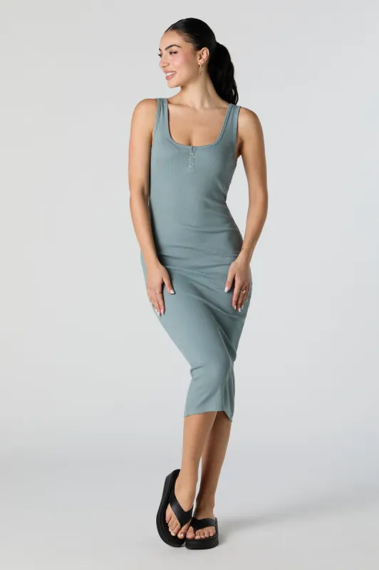 Ribbed Henley Bodycon Midi Dress sold by Urban Planet
