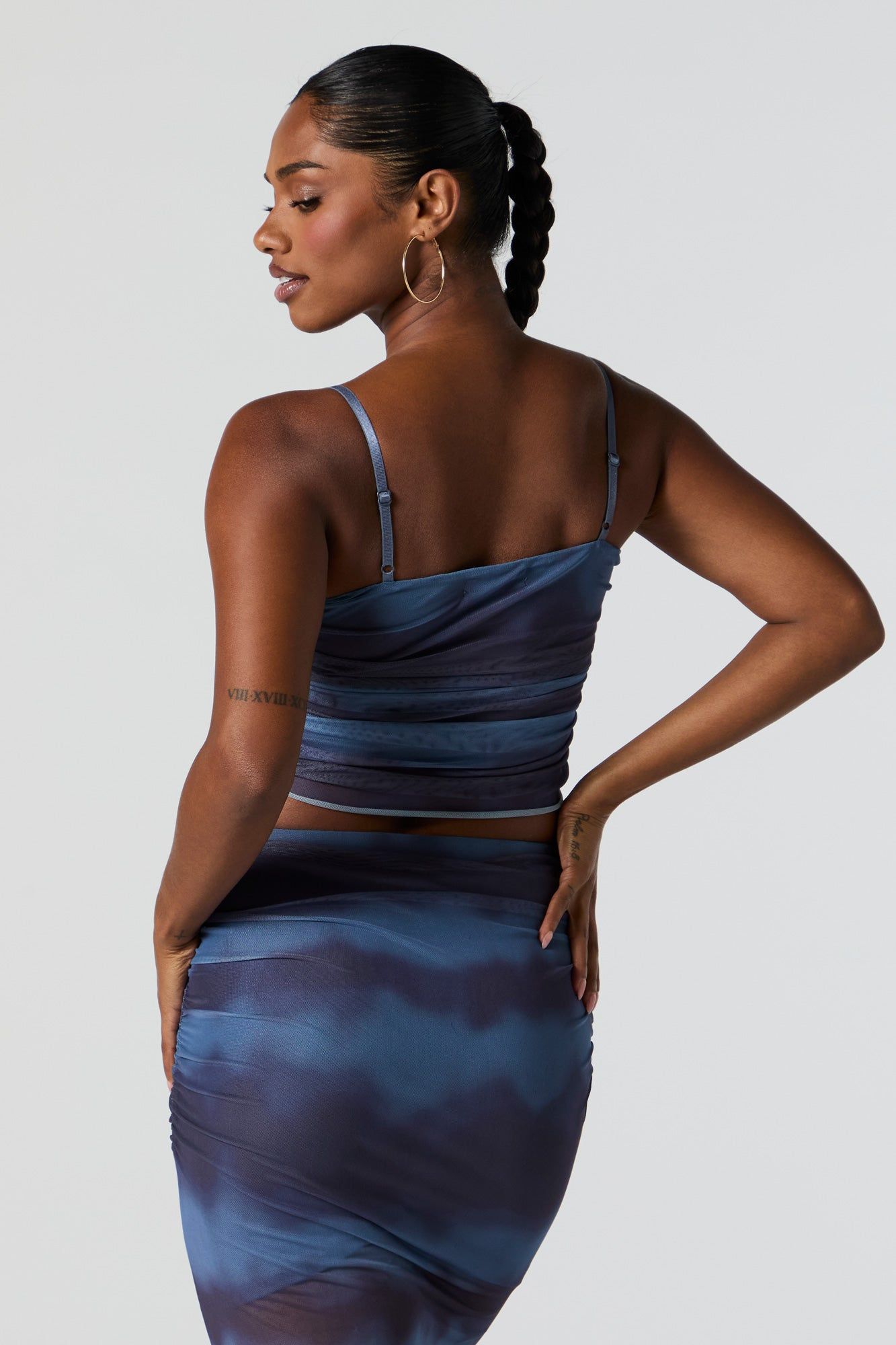 Printed Mesh Ruched Cropped Tank sold by Urban Planet product image thumbnail 2