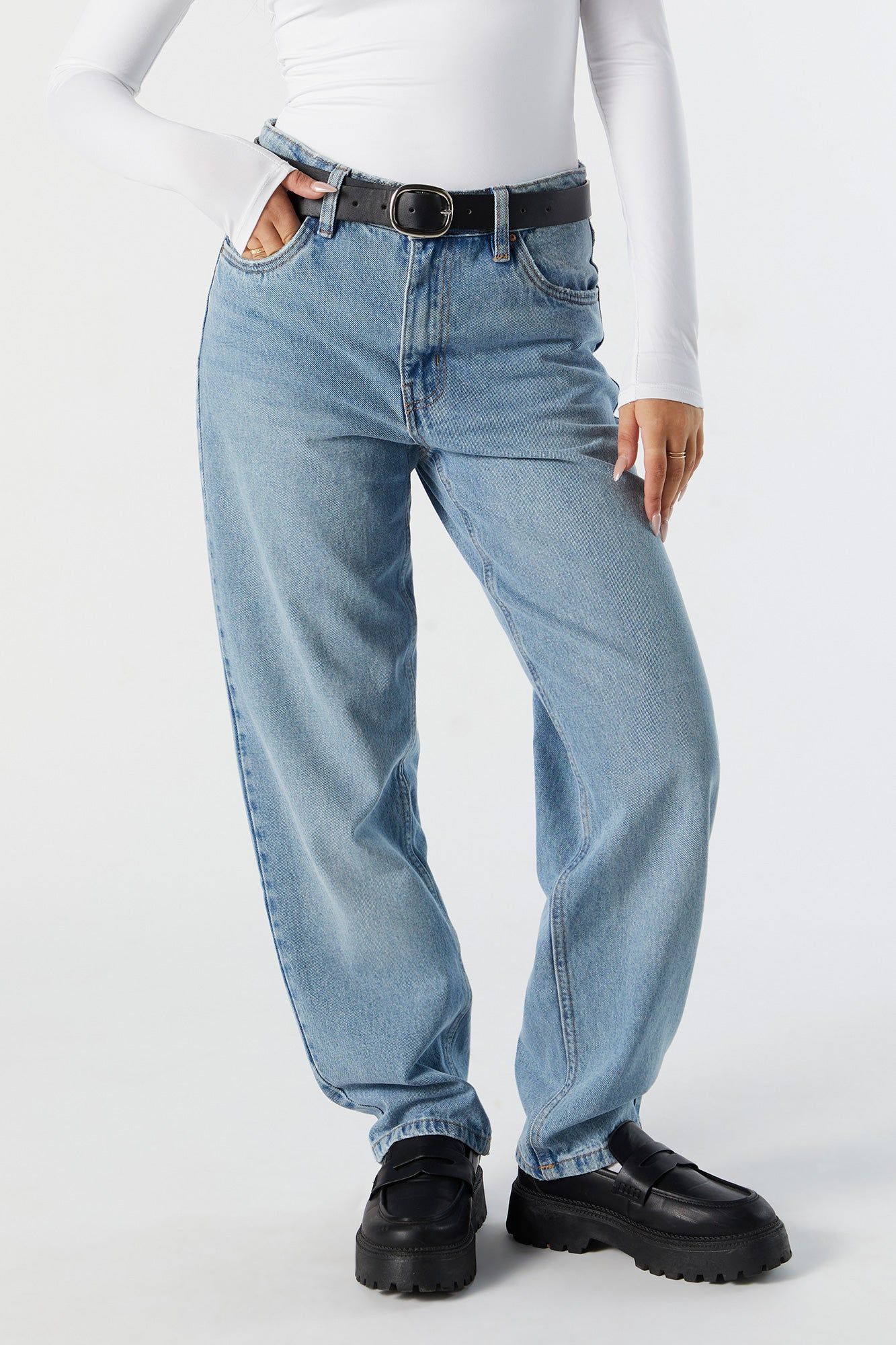 High Rise Medium Wash Straight Leg Jean sold by Urban Planet product image thumbnail 2