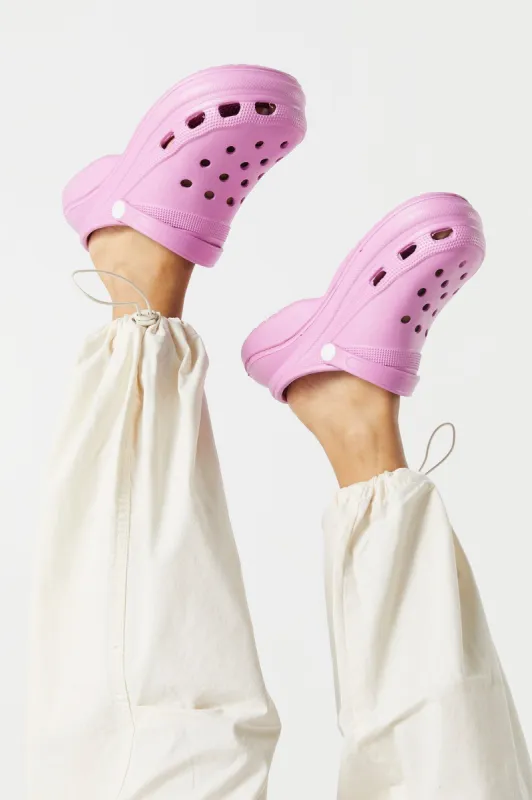 Pink Platform Rubber Clog sold by Urban Planet