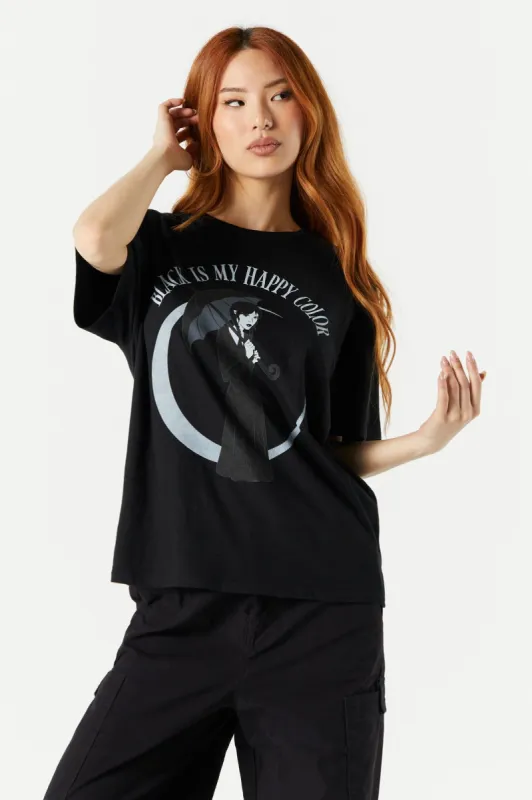 Wednesday Favourite Colour Graphic Boyfriend T-Shirt made by Urban Planet