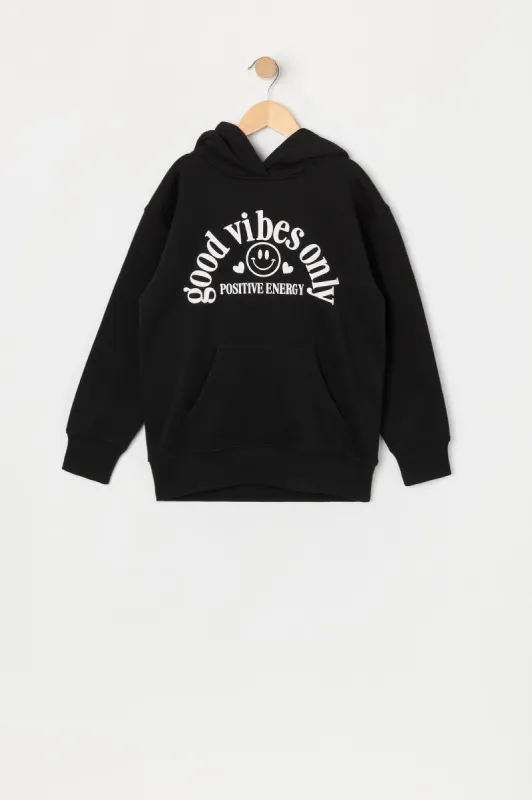 Haut à capuchon en molleton avec imprimé Good Vibes Only pour fille sold by Urban Planet