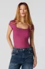 Ribbed Square Neck Short Sleeve Bodysuit sold by Urban Planet