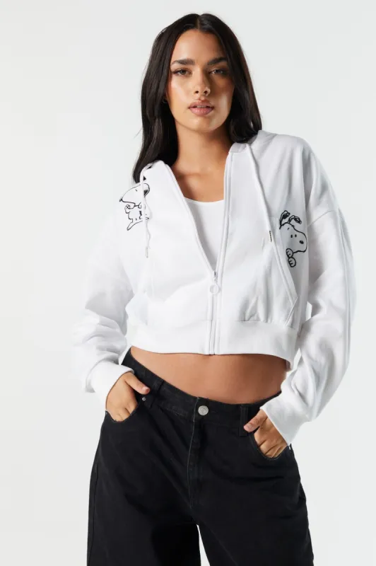 Snoopy Graphic Fleece Cropped Hoodie sold by Urban Planet