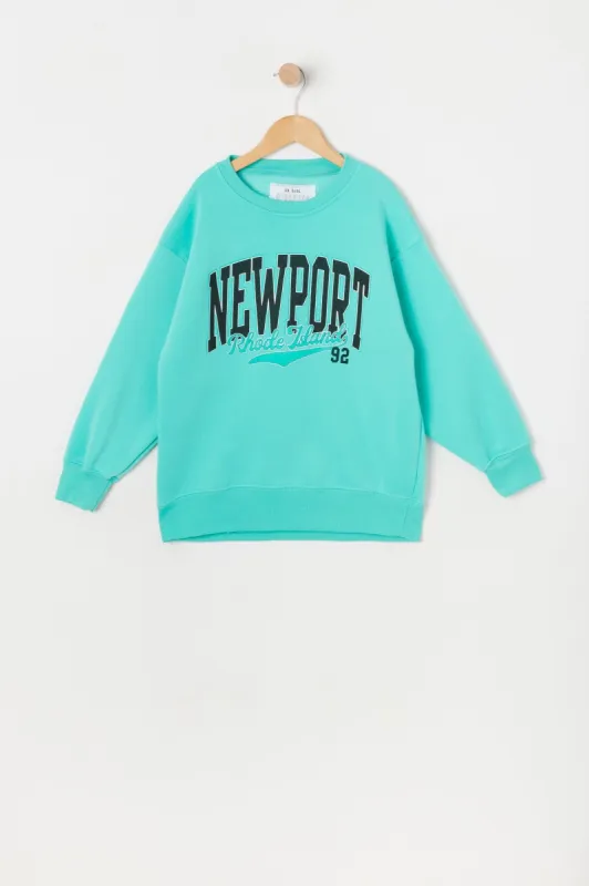 Girls Fleece Oversized Newport Graphic Sweatshirt sold by Urban Planet