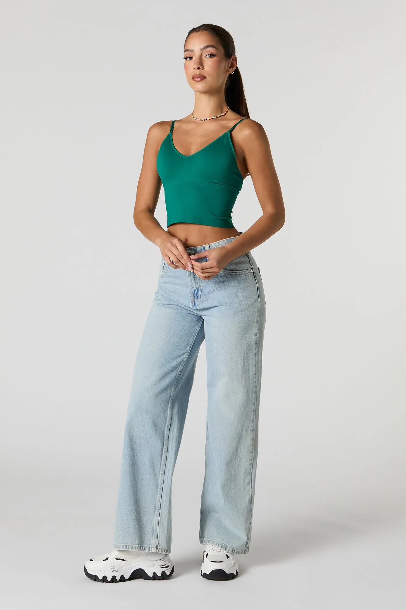 Seamless V-Neck Tank with Built-In Bra Cups sold by Urban Planet product image thumbnail 3