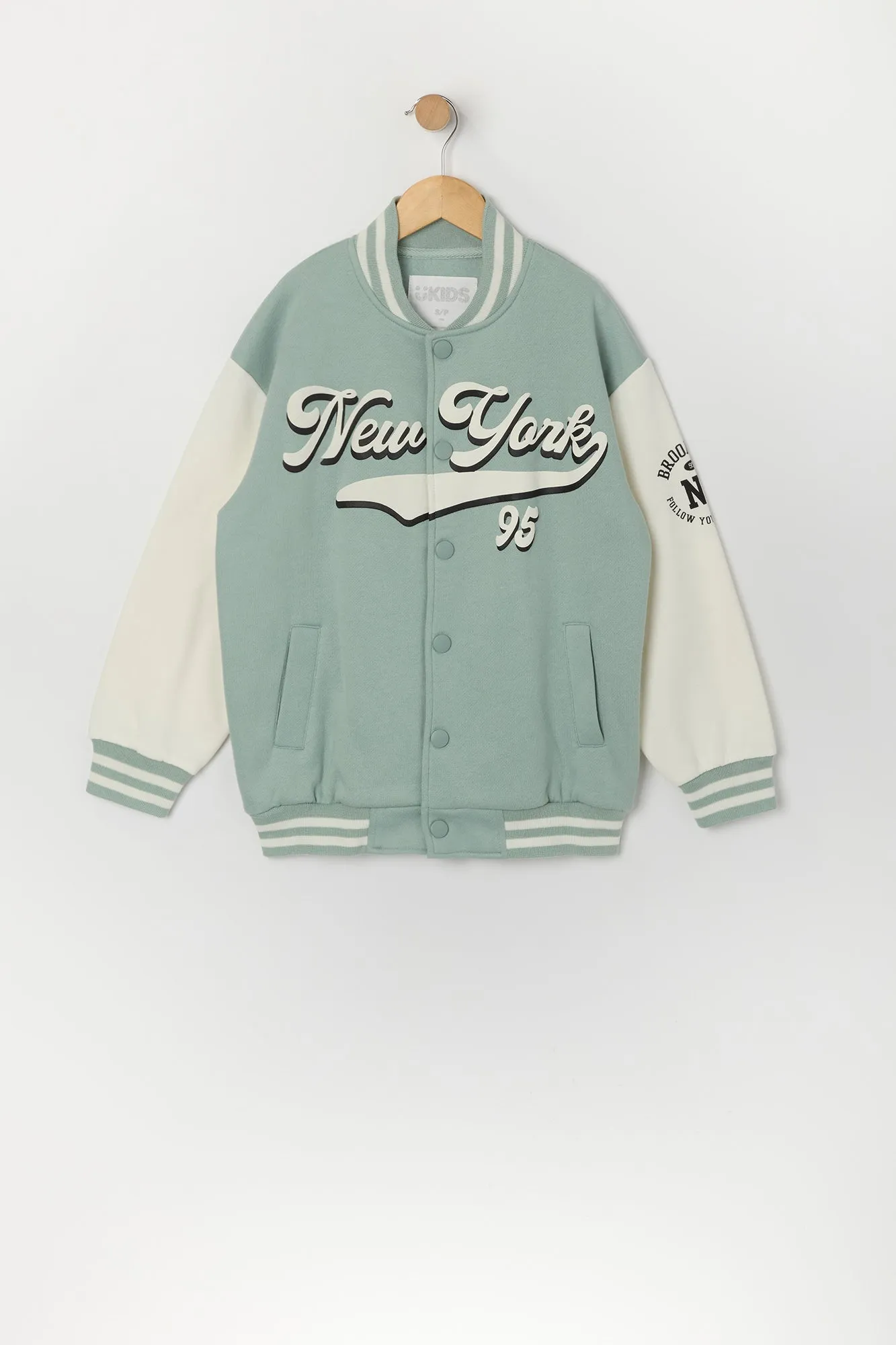 Girls Chenille Embroidered Varsity Jacket sold by Urban Planet product image thumbnail 3