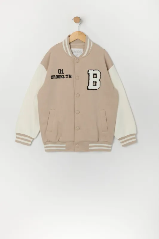 Girls Chenille Embroidered Varsity Jacket sold by Urban Planet
