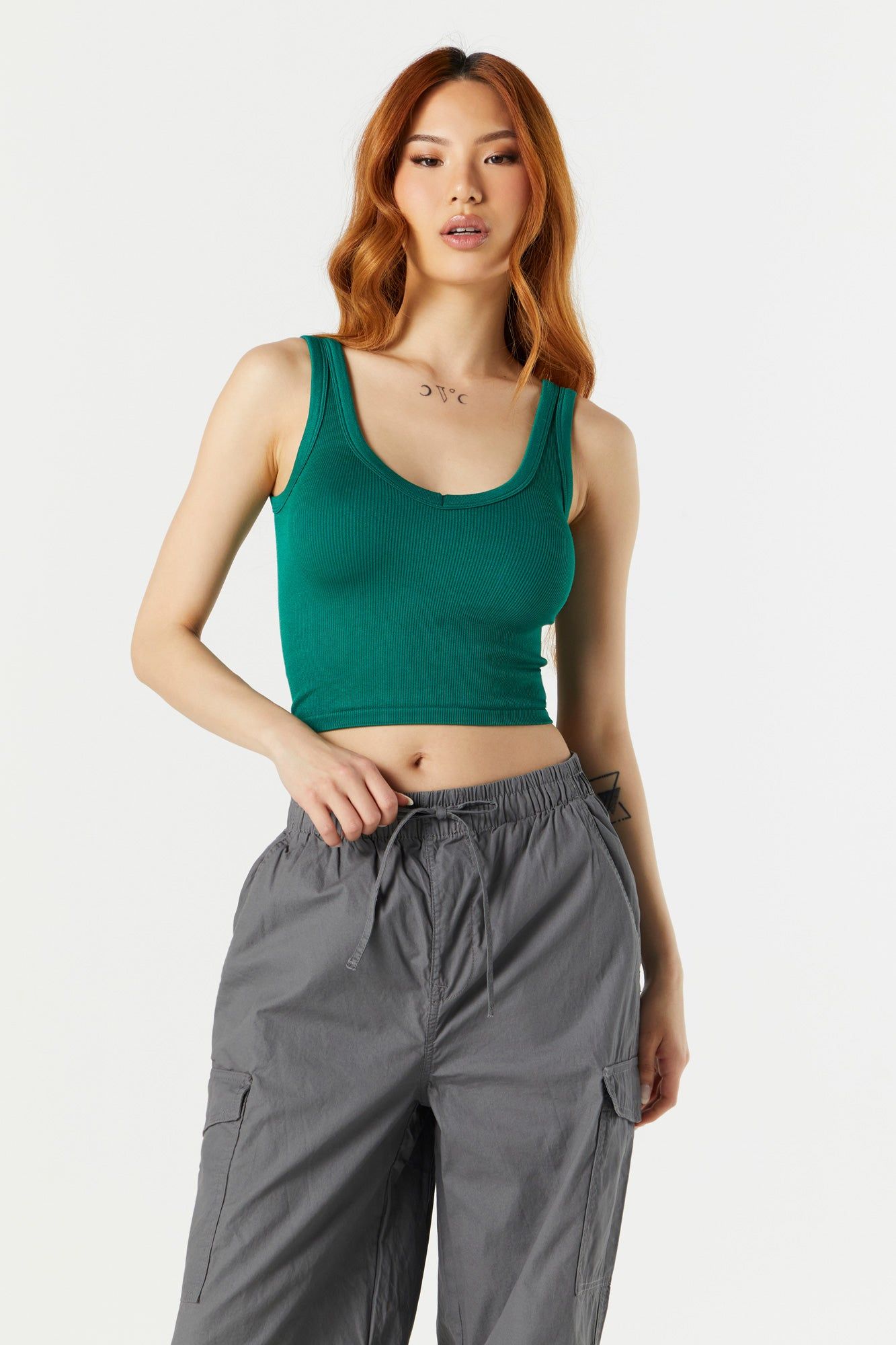 Seamless V-Neck Ribbed Tank sold by Urban Planet product image thumbnail 4