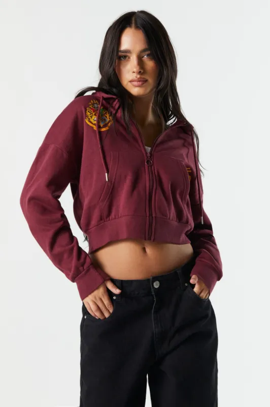 Haut à capuchon en molleton écourté à imprimé Hogwarts sold by Urban Planet