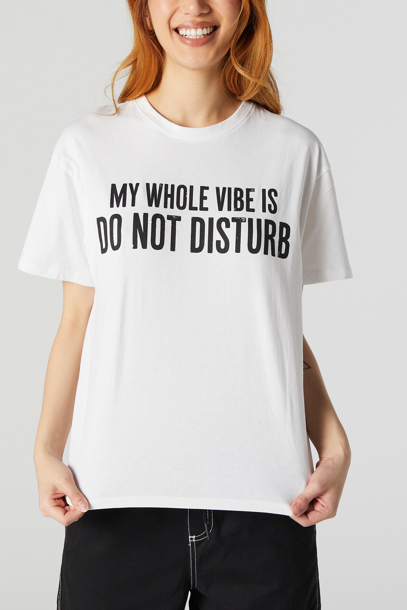 My Whole Vibe Is Do Not Disturb Graphic Boyfriend T-Shirt sold by Urban Planet