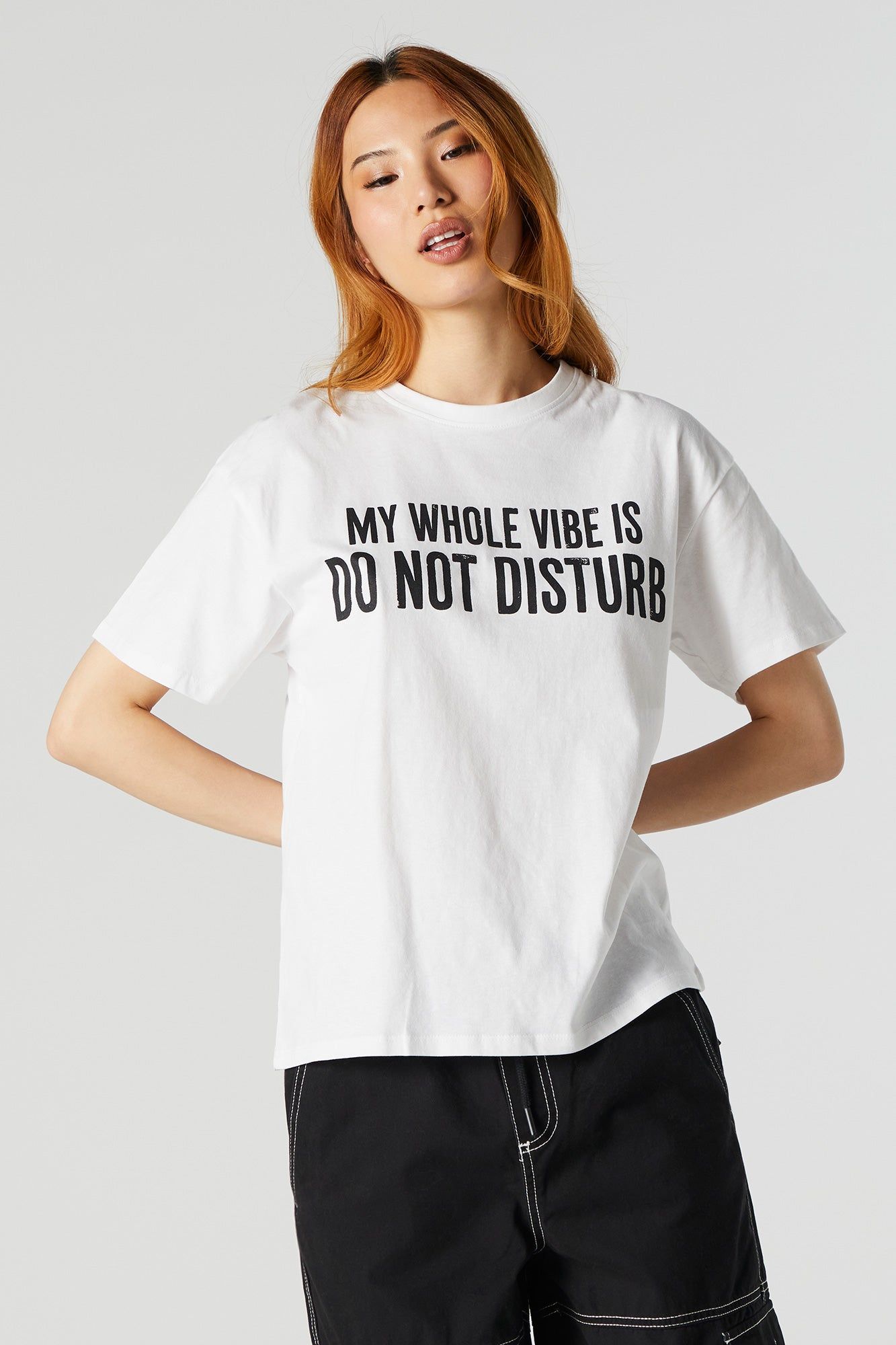 My Whole Vibe Is Do Not Disturb Graphic Boyfriend T-Shirt sold by Urban Planet product image thumbnail 2