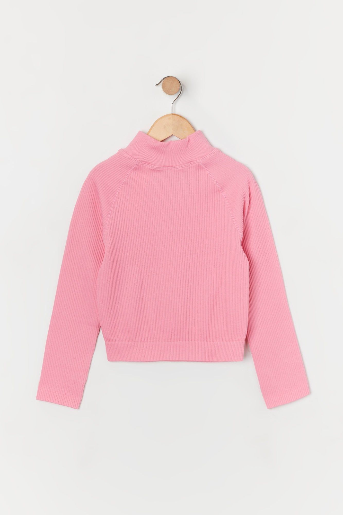 Haut actif à demi-zip côtelé sans coutures pour fille rose sold by Urban Planet product image thumbnail 2