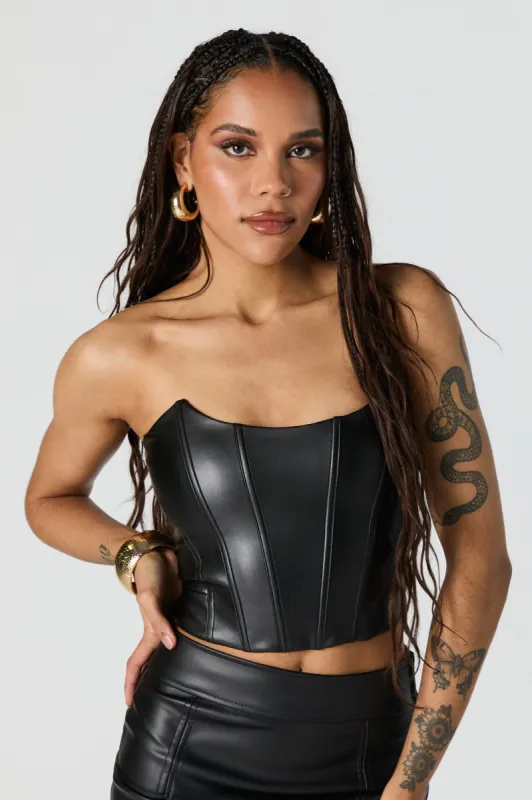 Haut corset tubulaire en similicuir sold by Urban Planet