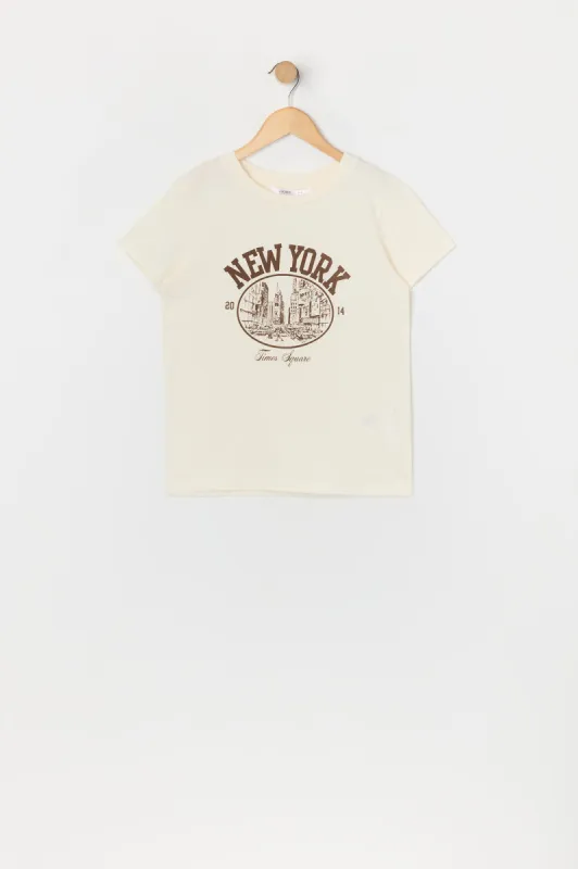T-shirt à imprimé New York Times Square pour fille sold by Urban Planet
