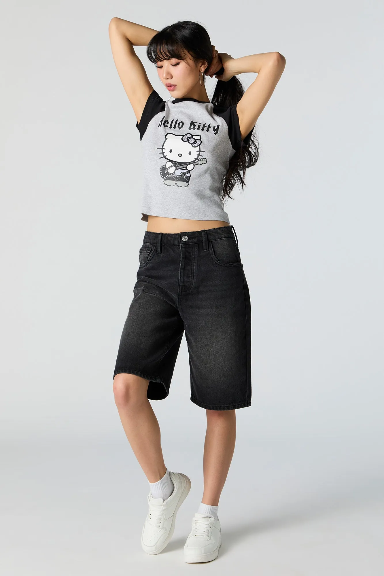 Hello Kitty Rocker Rhinestone Graphic Raglan T-Shirt sold by Urban Planet product image thumbnail 3