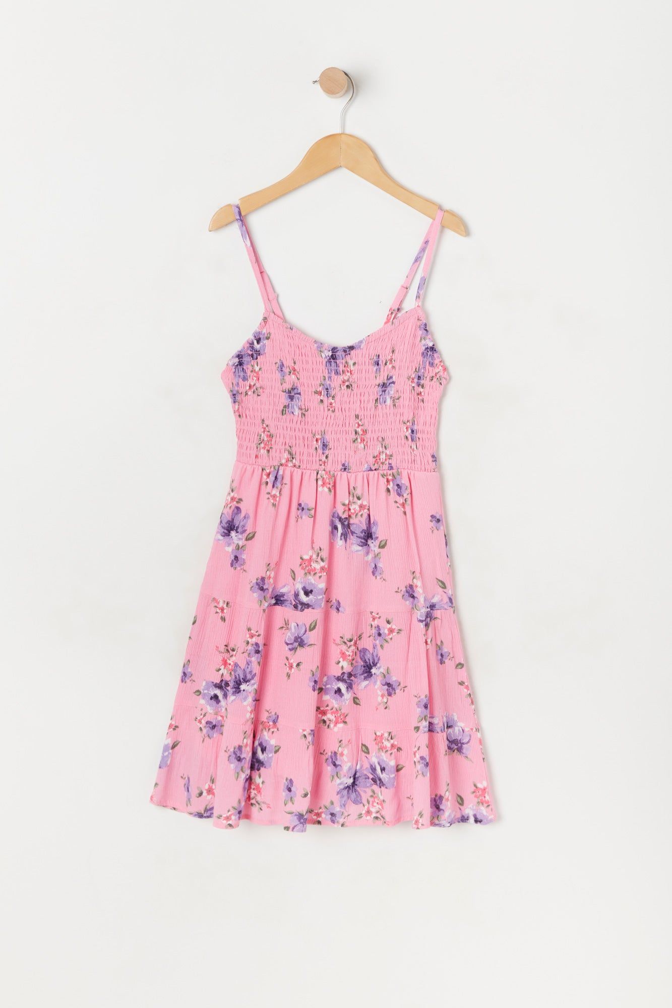 Girls Pink Floral Print Smock Dress sold by Urban Planet