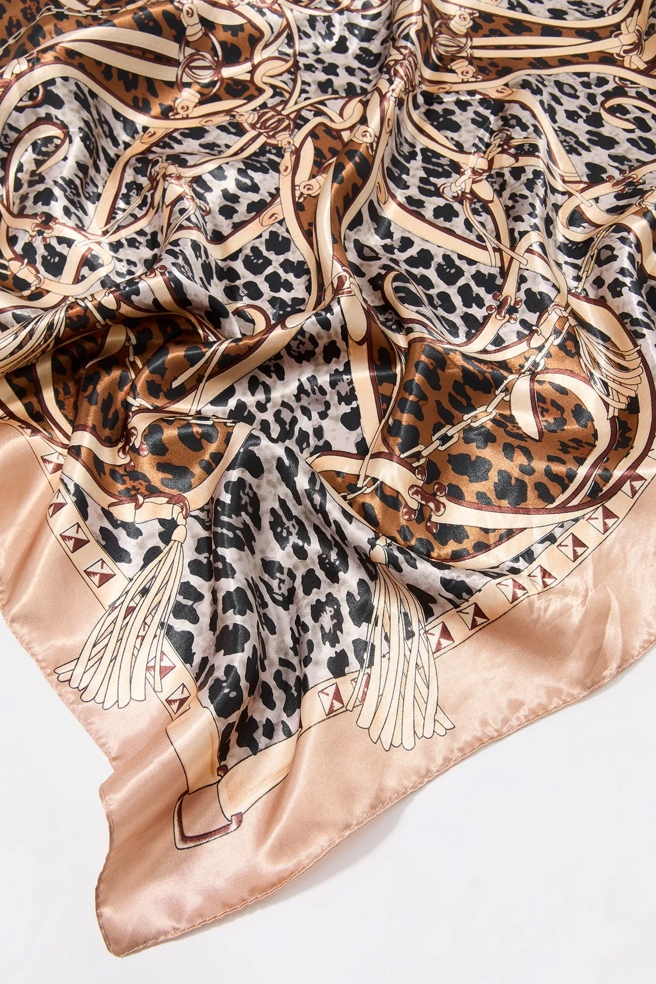 Chain Link Cheetah Print Satin Multiway Scarf sold by Urban Planet