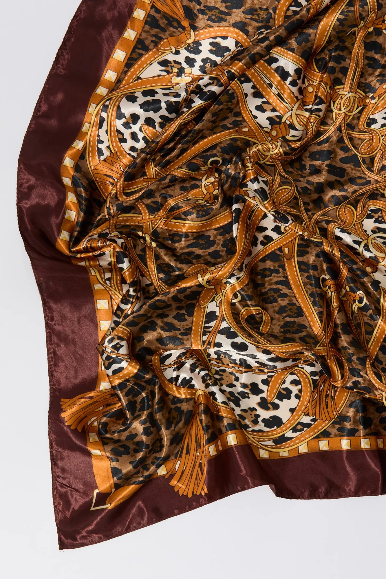 Chain Link Cheetah Print Satin Multiway Scarf sold by Urban Planet product image thumbnail 2