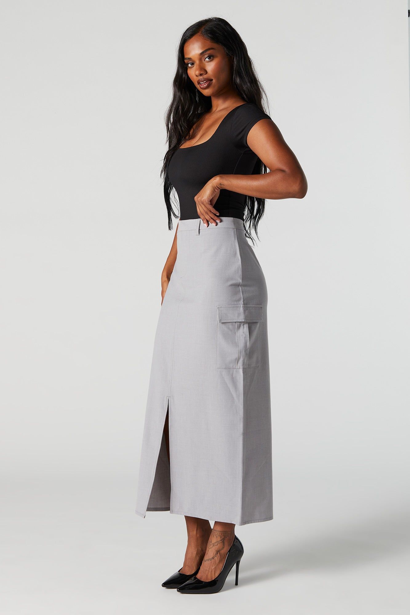 Front Slit Cargo Maxi Skirt sold by Urban Planet product image thumbnail 3
