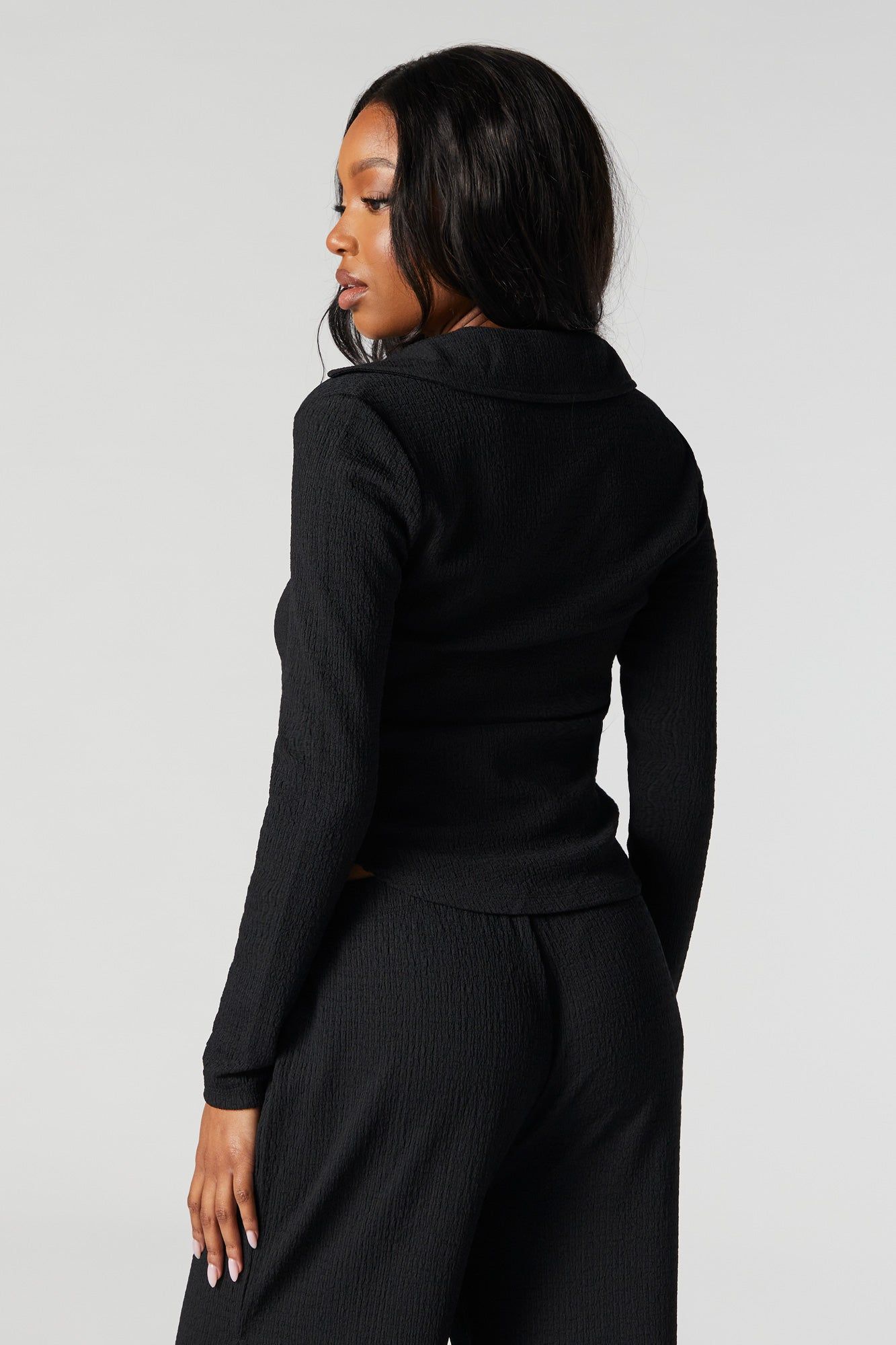 Textured Button-Up Long Sleeve Top sold by Urban Planet product image thumbnail 5