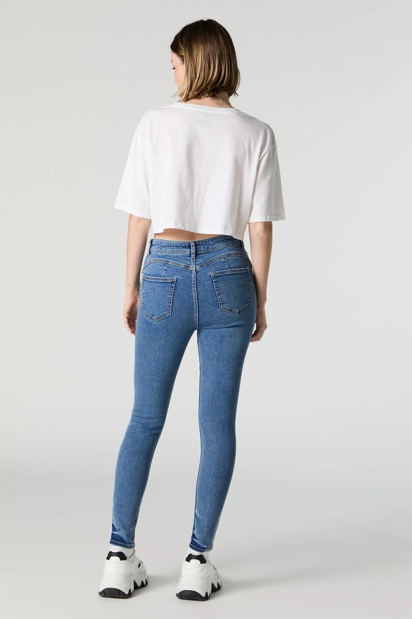 Rio Medium Wash Mid Rise Distressed Skinny Jean sold by Urban Planet product image thumbnail 3