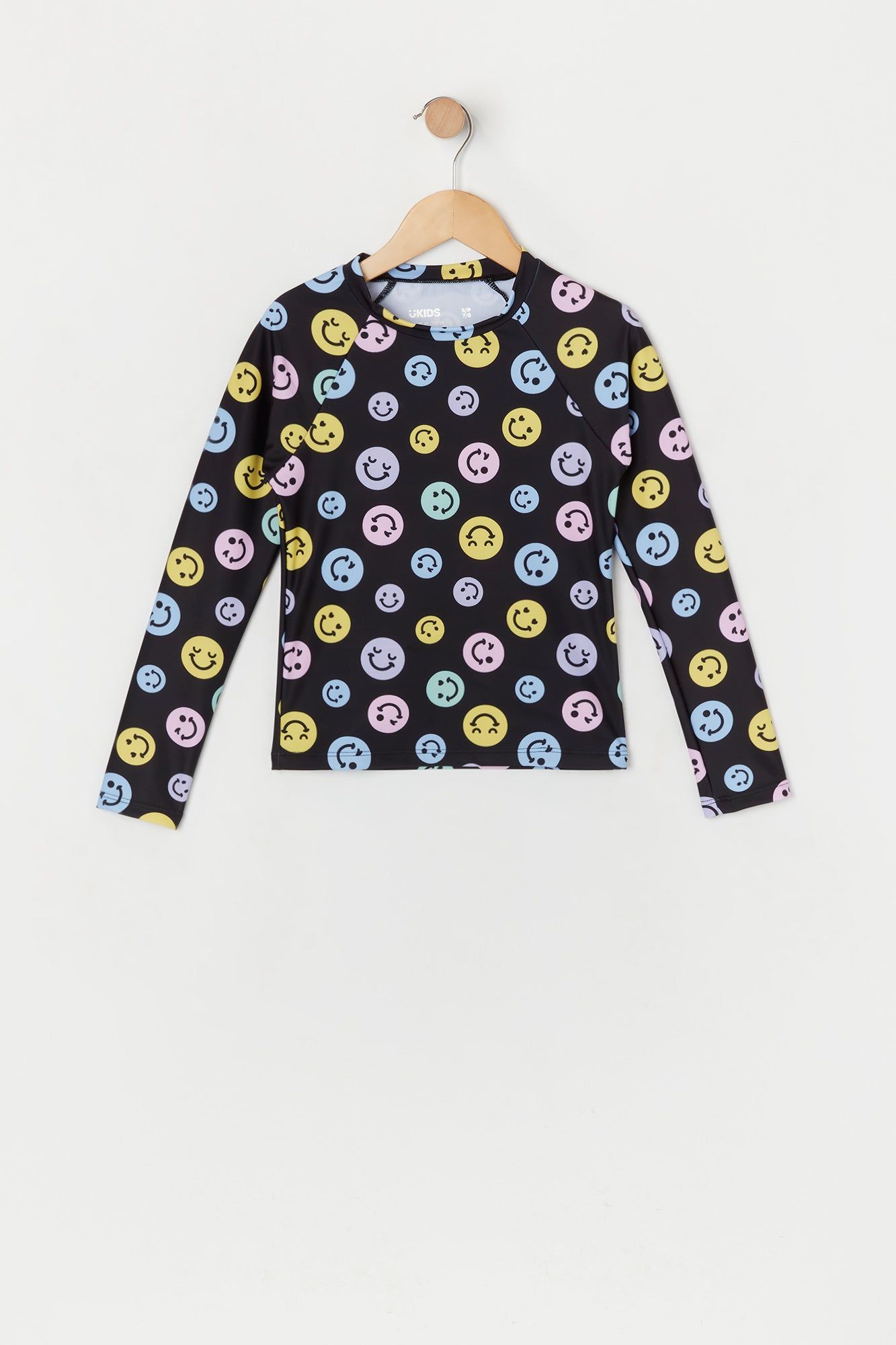 Girls Smiley Face Print Rashguard with built-in cups sold by Urban Planet