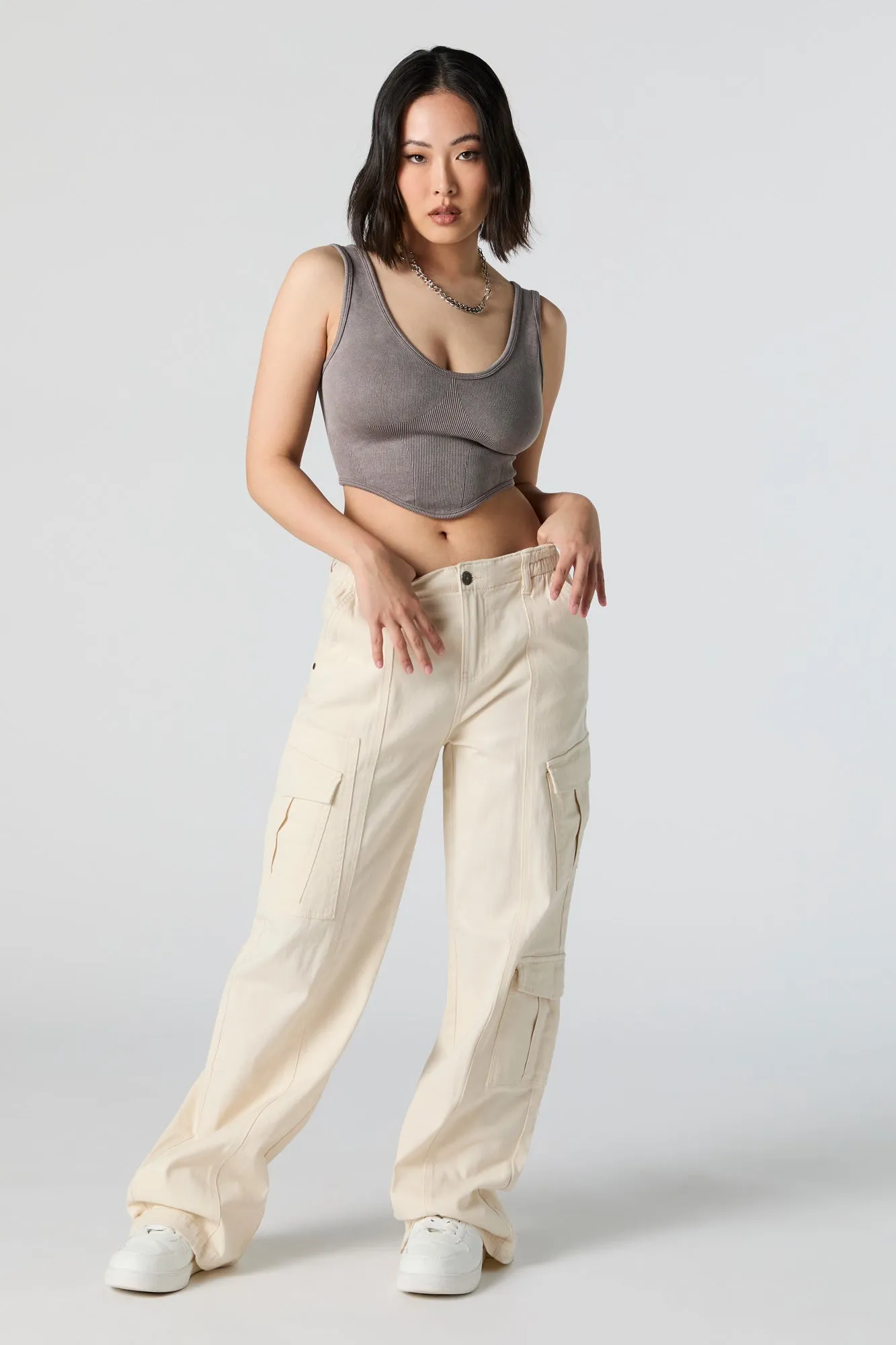 Washed Scoop Neck Curved Hem Knit Tank sold by Urban Planet product image thumbnail 3