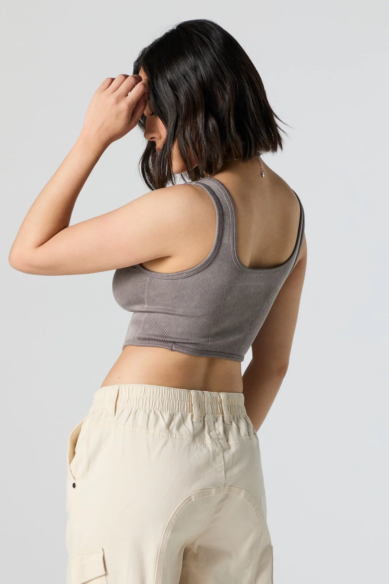 Washed Scoop Neck Curved Hem Knit Tank sold by Urban Planet product image thumbnail 2