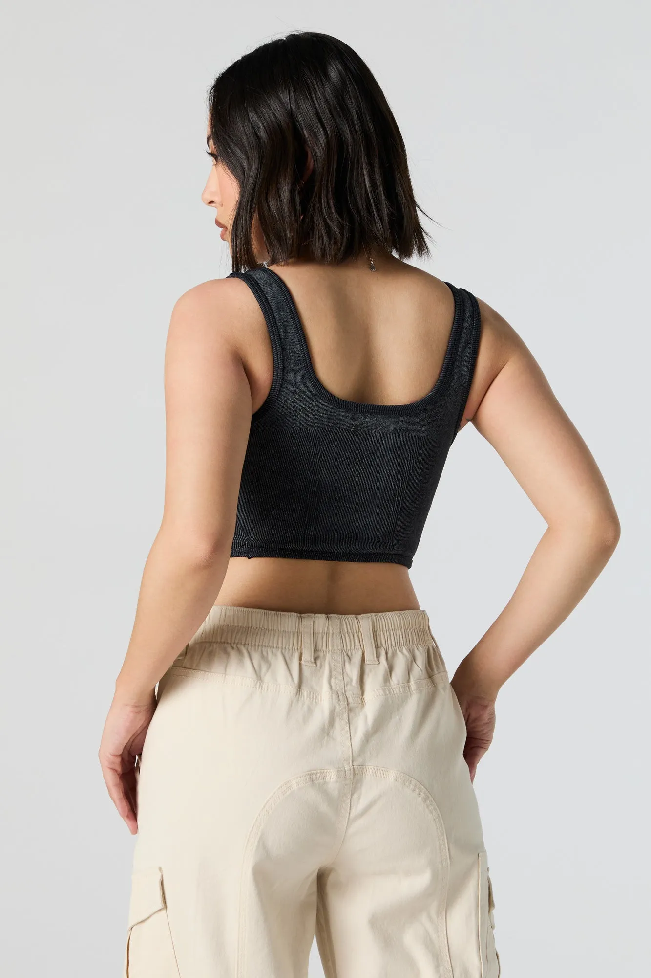 Washed Scoop Neck Curved Hem Knit Tank sold by Urban Planet product image thumbnail 5