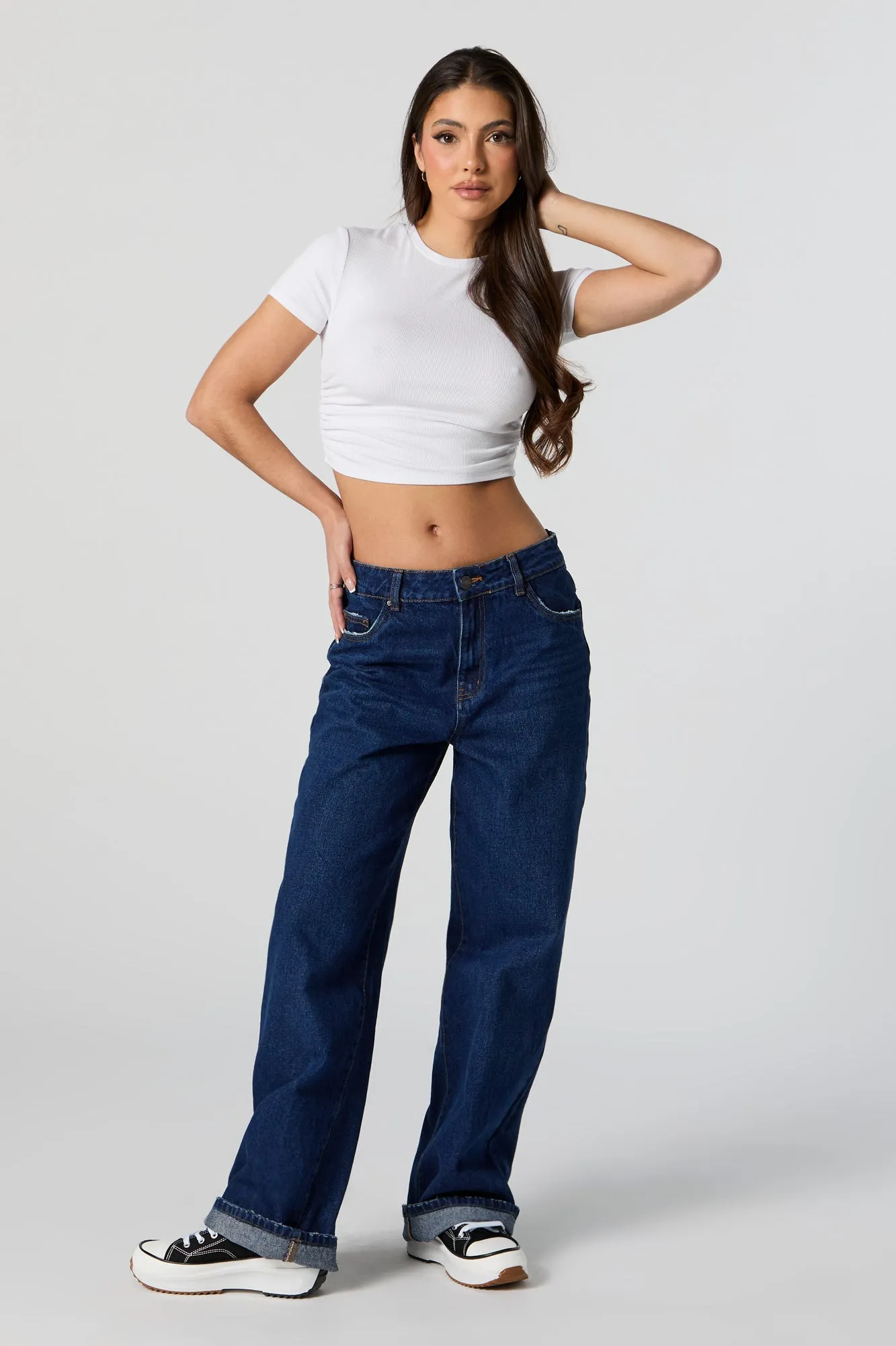 Ribbed Side Cinched Cropped T-Shirt sold by Urban Planet product image thumbnail 3