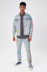Flower Denim Trucker Jacket sold by Urban Planet
