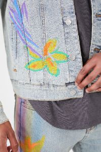 Flower Denim Trucker Jacket sold by Urban Planet