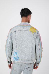 Flower Denim Trucker Jacket sold by Urban Planet