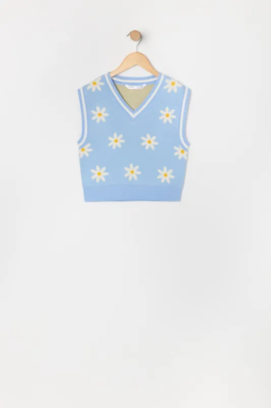 Veste en tricot avec motif Marguerite pour fille sold by Urban Planet