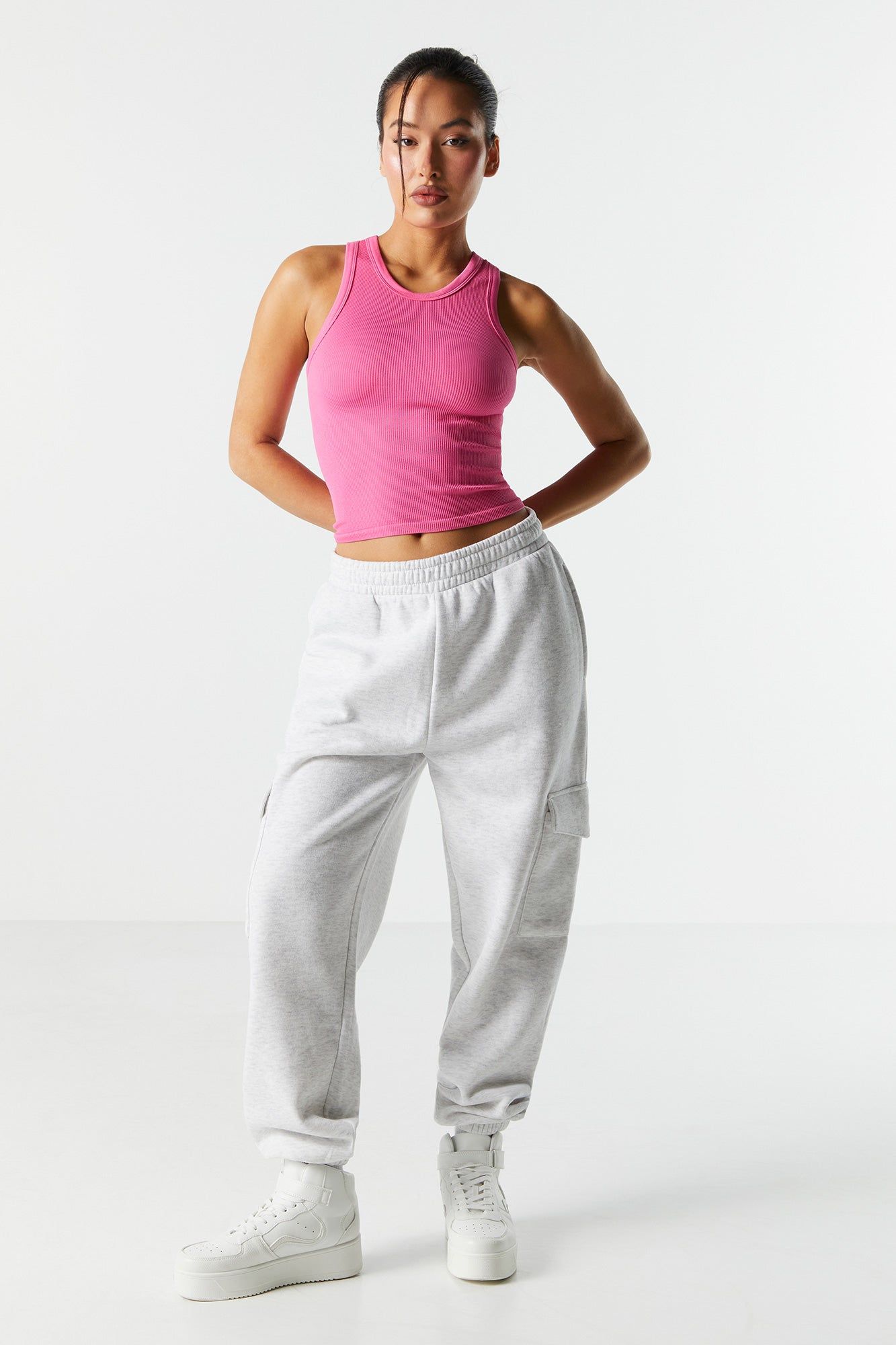 Débardeur côtelé uni sans couture à encolure arrondie sold by Urban Planet product image thumbnail 3