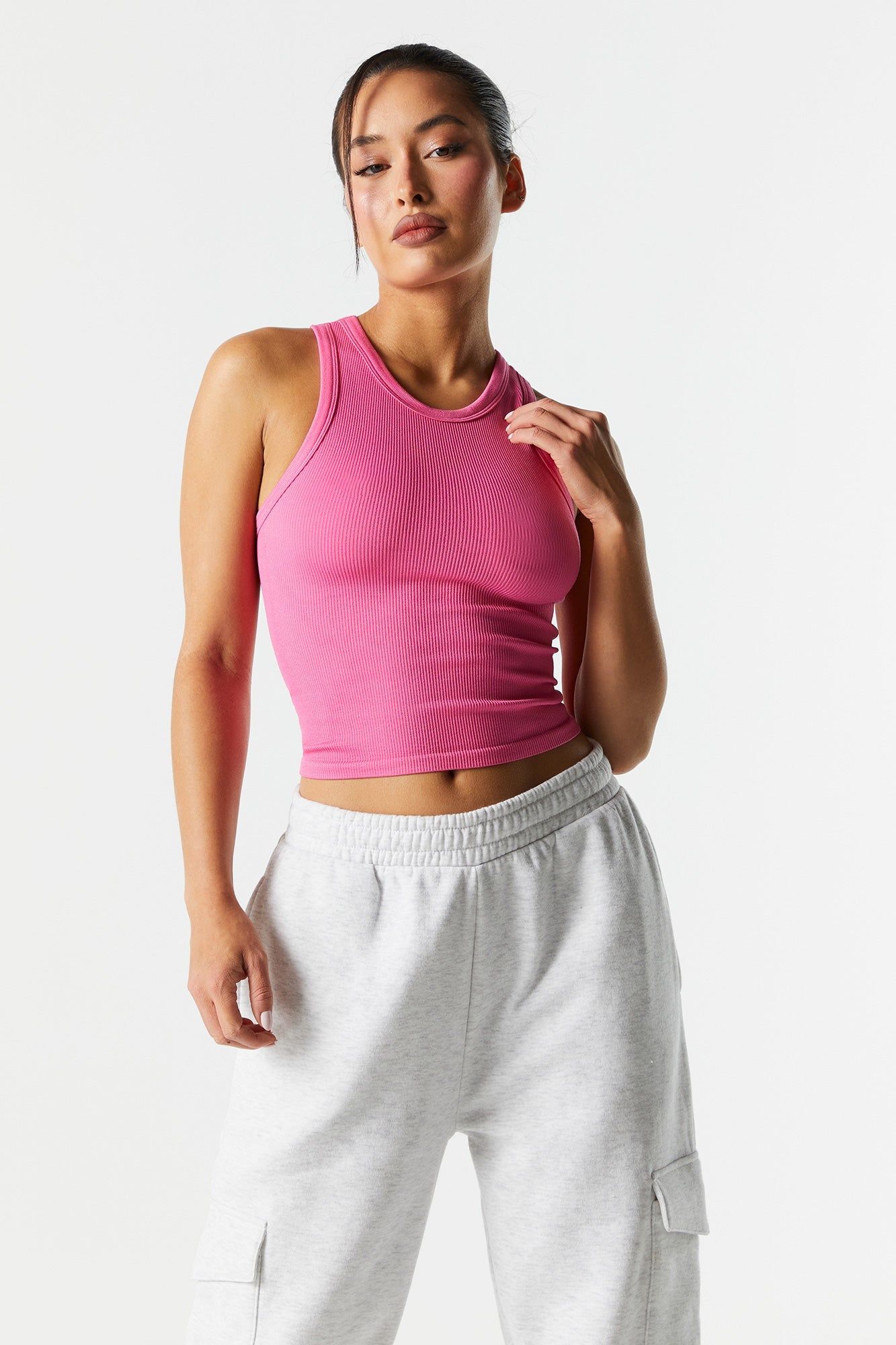 Débardeur côtelé uni sans couture à encolure arrondie sold by Urban Planet