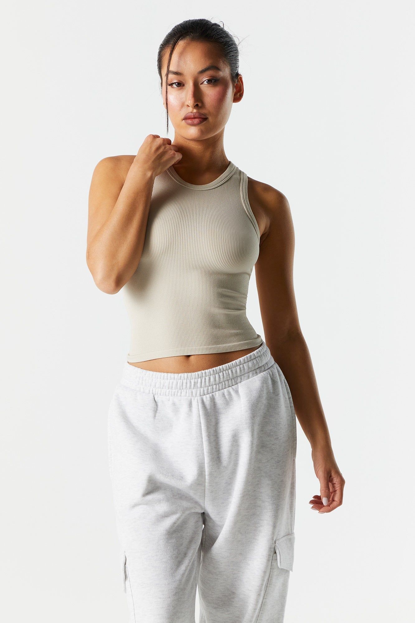 Débardeur côtelé uni sans couture à encolure arrondie sold by Urban Planet product image thumbnail 7