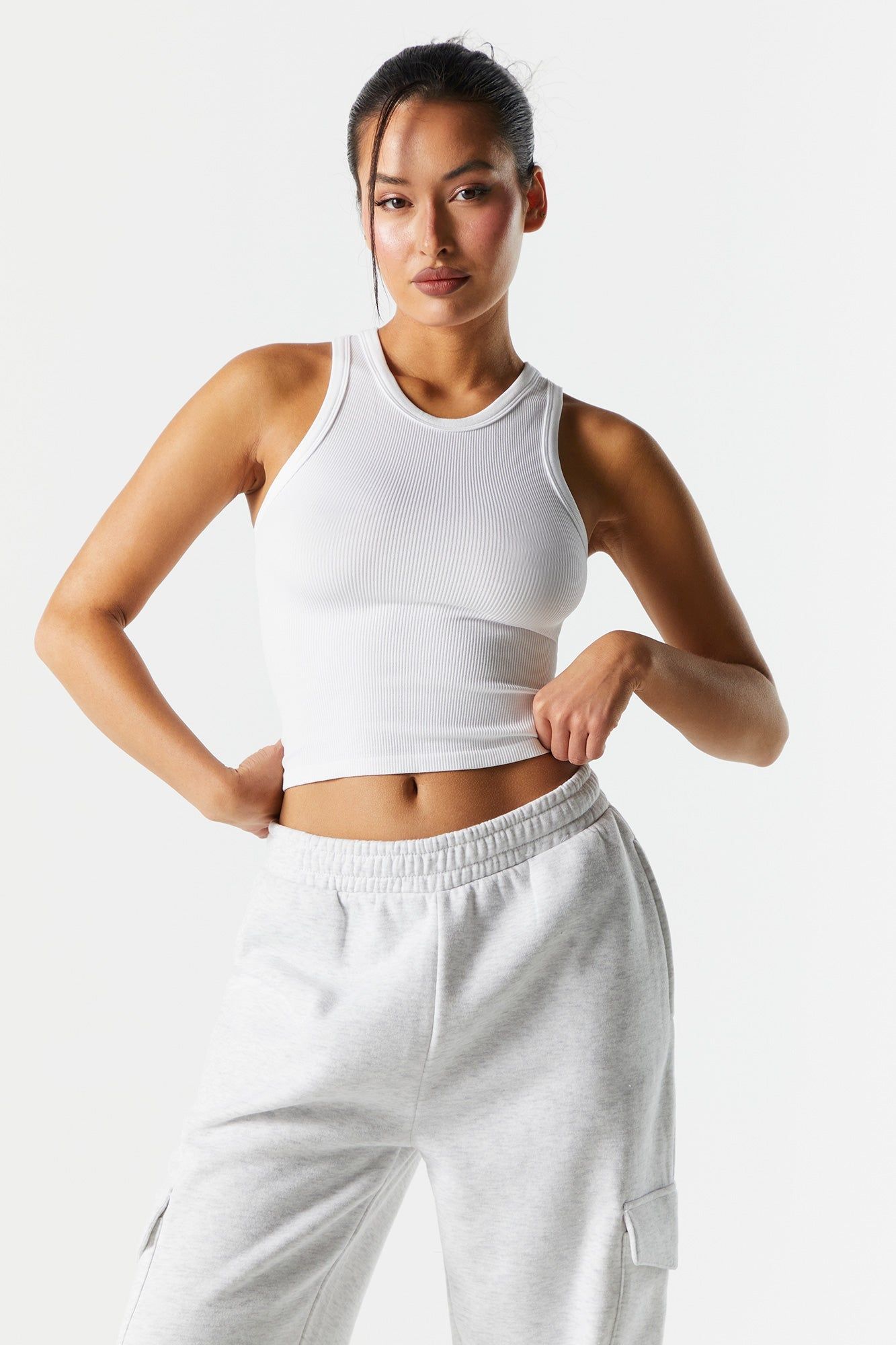 Débardeur côtelé uni sans couture à encolure arrondie sold by Urban Planet product image thumbnail 4