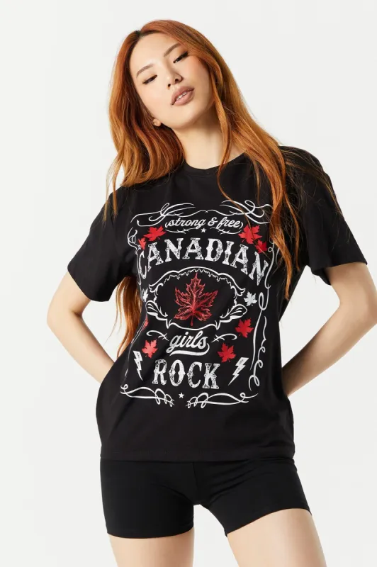 Canadian Girls Rock Graphic Boyfriend T-Shirt sold by Urban Planet