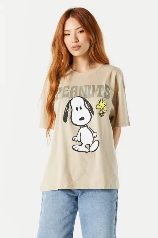 Tan Peanuts Graphic Boyfriend T-Shirt sold by Urban Planet