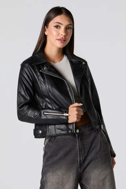 Faux Leather Biker Jacket sold by Urban Planet