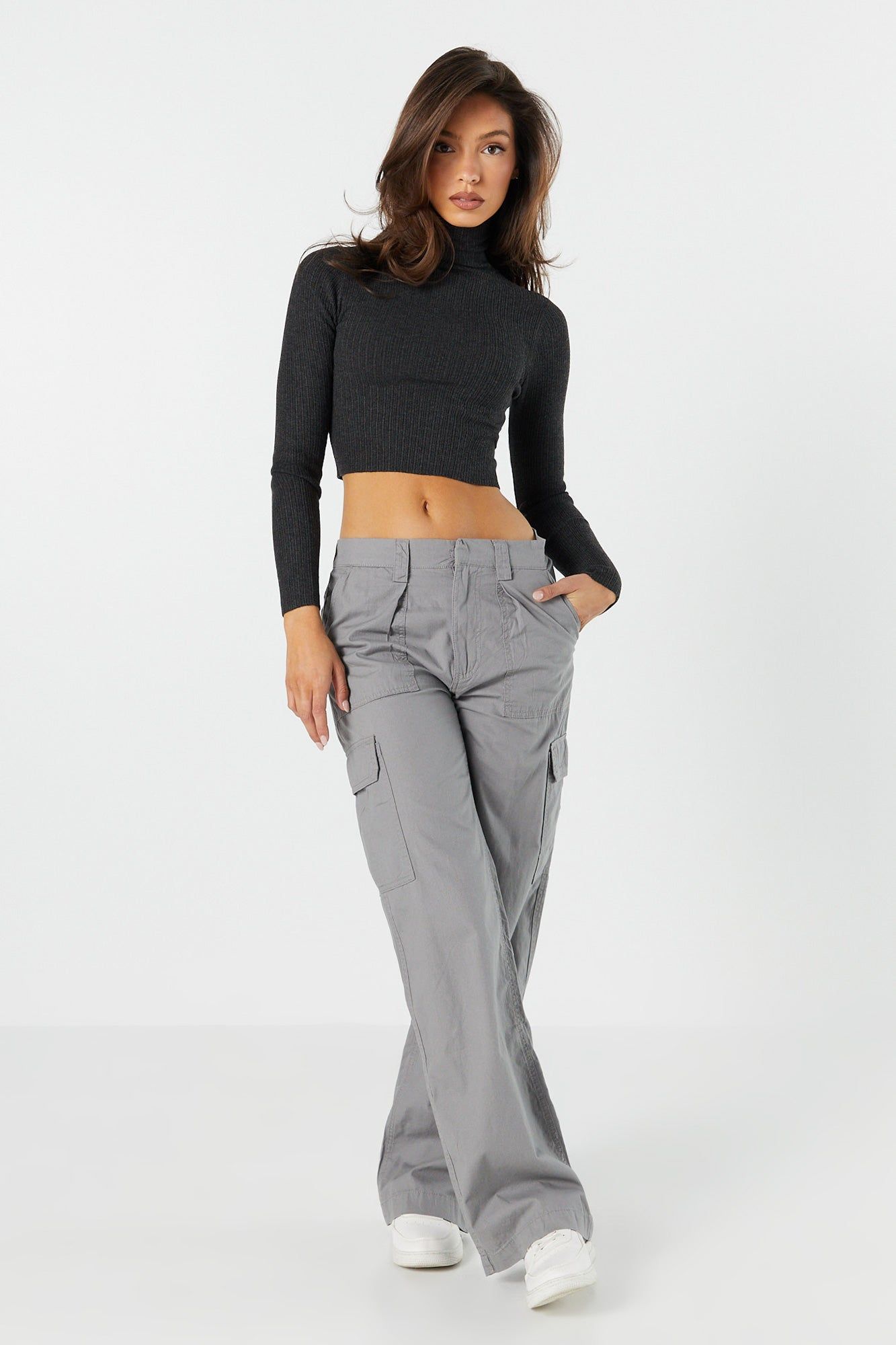 Ribbed Knit Cropped Turtleneck Sweater sold by Urban Planet product image thumbnail 3