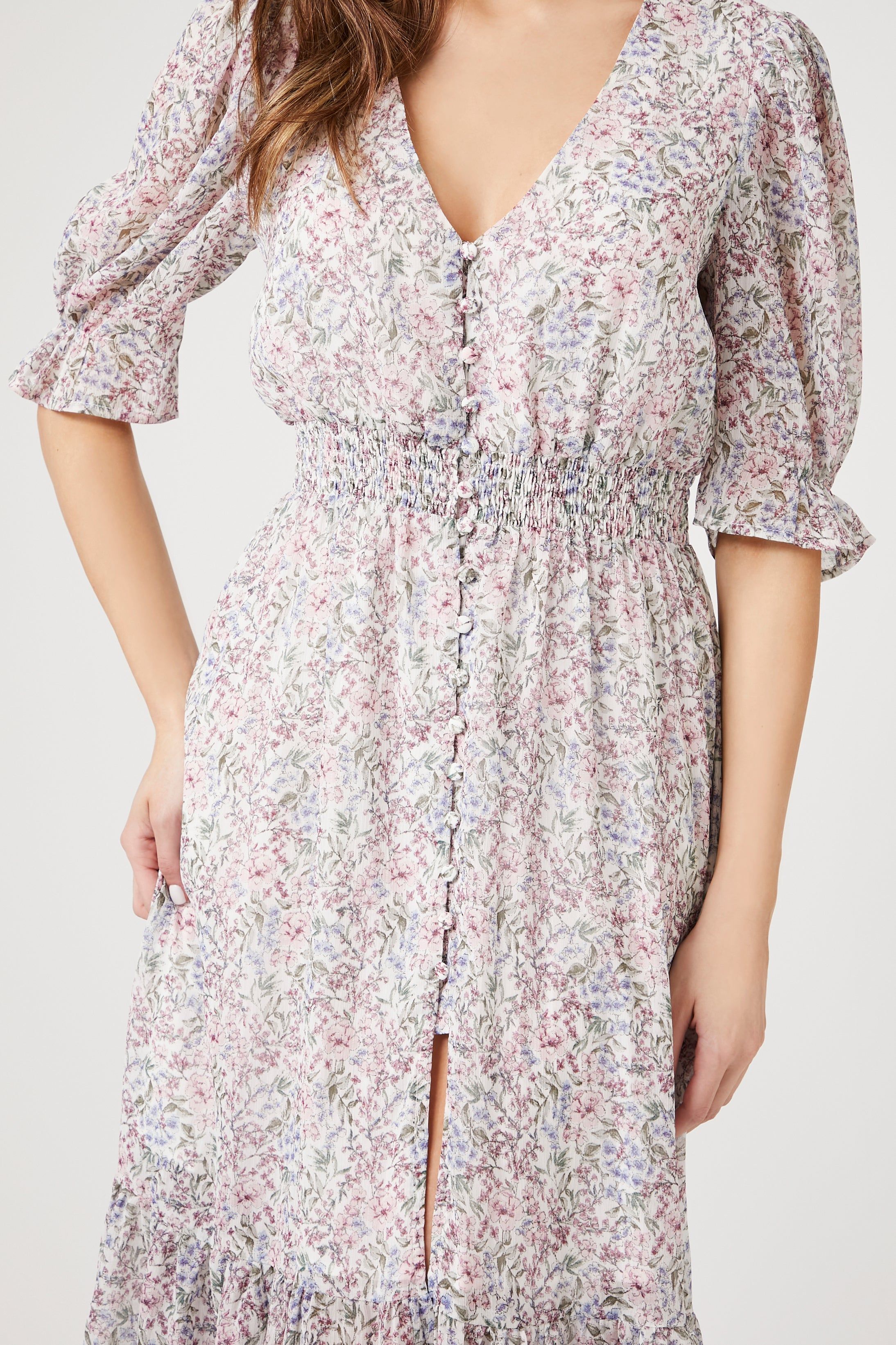 Robe midi en chiffon fleuri avec fente sold by Urban Planet product image thumbnail 5
