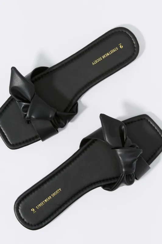 Faux Leather Knot Slide Sandal sold by Urban Planet