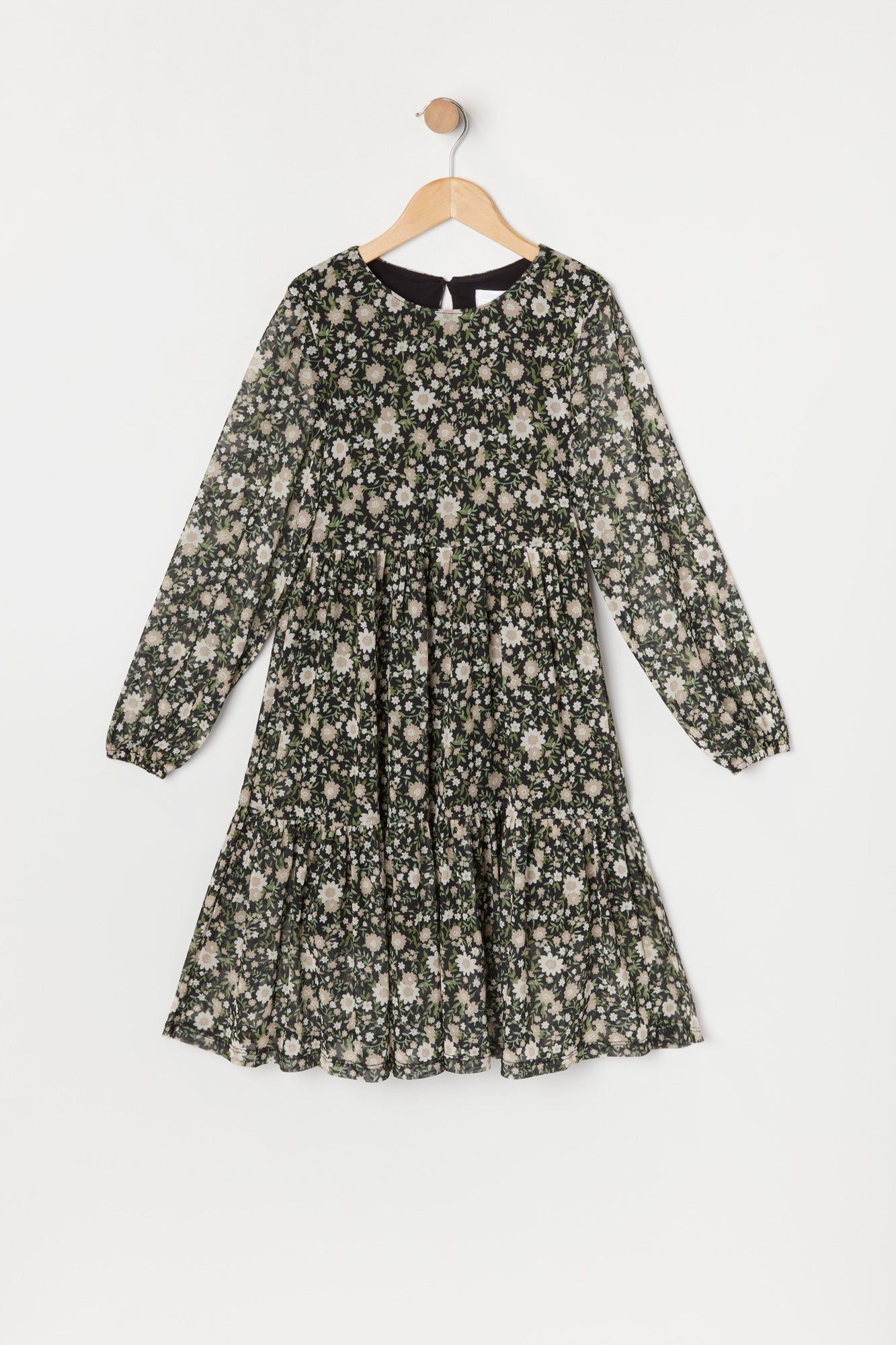 Robe volantée fleurie à manches longues pour fille sold by Urban Planet