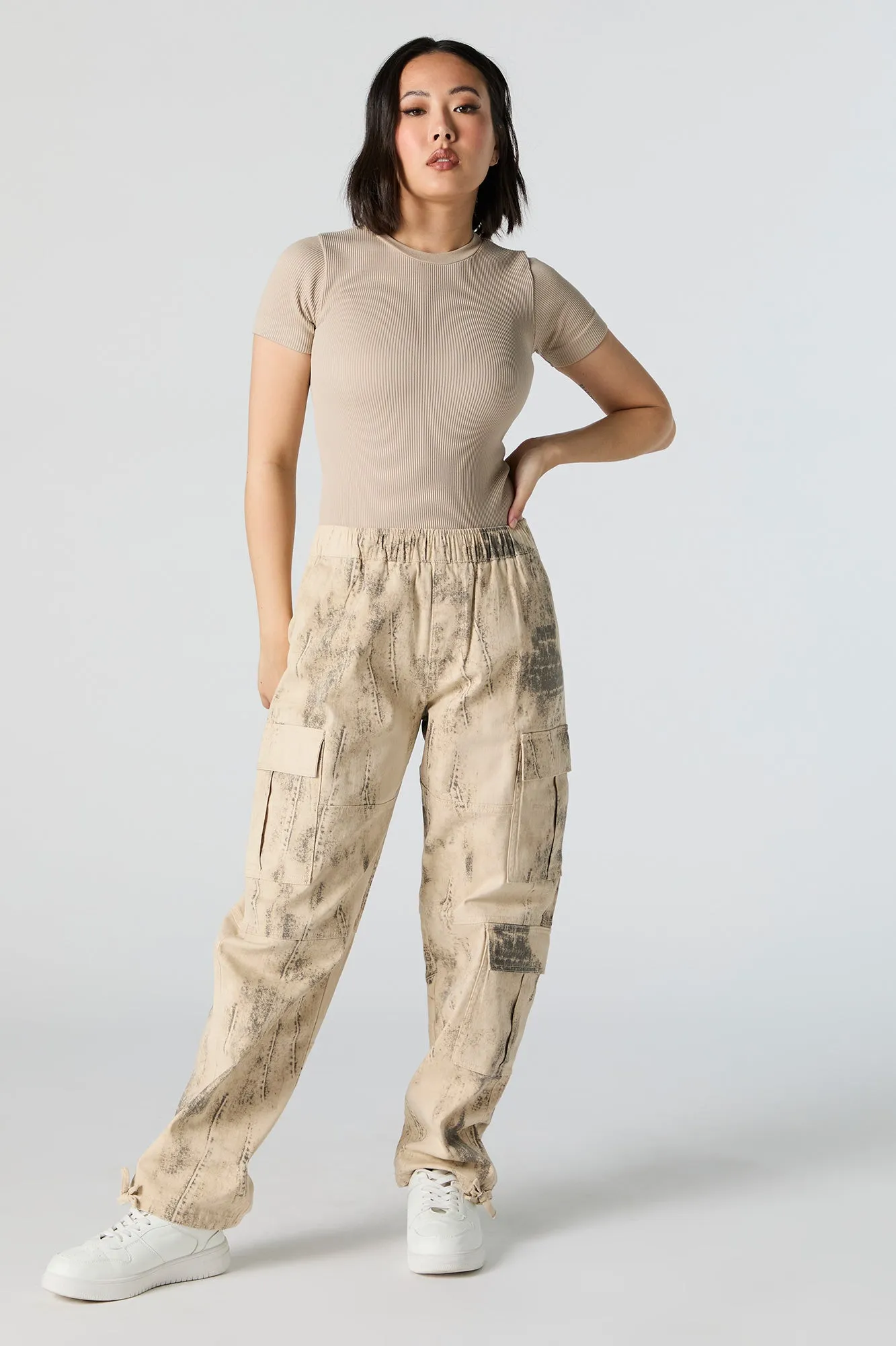 Printed Elastic Waist Tie Hem Cargo Pant sold by Urban Planet product image thumbnail 2