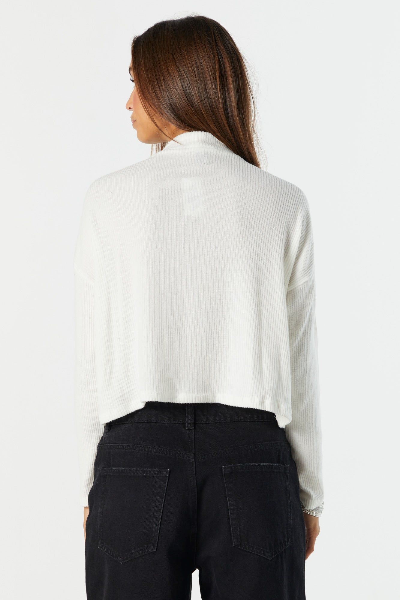 Ribbed Mock Neck Long Sleeve Top sold by Urban Planet product image thumbnail 2